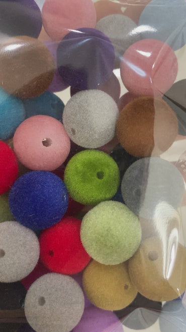 374. Velvet round beads 16mm mix color 50pcs