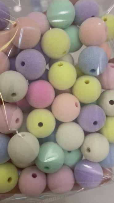 375. Velvet round beads 16mm mix color 50pcs