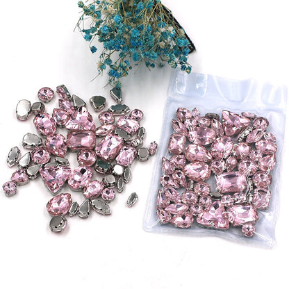 Fashion 50pcs Mix Shapes Sew On Rhinestone With Silver Bottom Crystal for DIY Clothing Jewelry Ornament