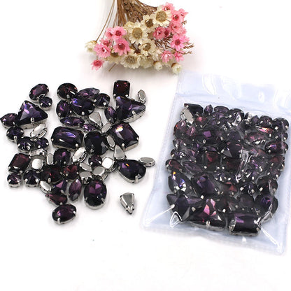 Fashion 50pcs Mix Shapes Sew On Rhinestone With Silver Bottom Crystal for DIY Clothing Jewelry Ornament