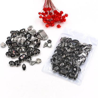 Fashion 50pcs Mix Shapes Sew On Rhinestone With Silver Bottom Crystal for DIY Clothing Jewelry Ornament