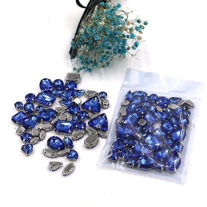 Fashion 50pcs Mix Shapes Sew On Rhinestone With Silver Bottom Crystal for DIY Clothing Jewelry Ornament