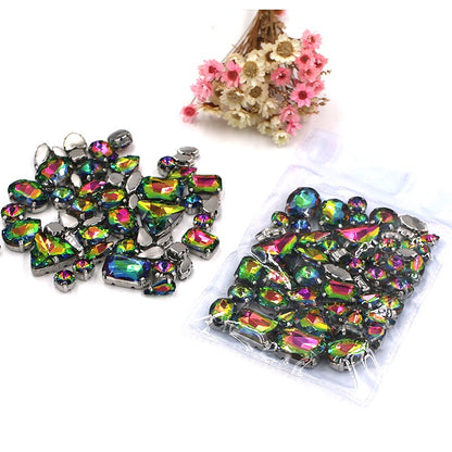 Fashion 50pcs Mix Shapes Sew On Rhinestone With Silver Bottom Crystal for DIY Clothing Jewelry Ornament
