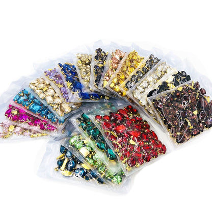 Ready Stock Sew On Crystal Rhinestones 50pcs Mix Shapes Gold Claw Set for DIY Clothing Accessories Decoration