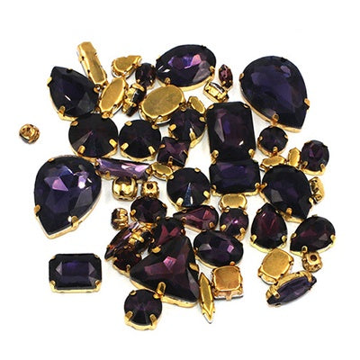 Ready Stock Sew On Crystal Rhinestones 50pcs Mix Shapes Gold Claw Set for DIY Clothing Accessories Decoration