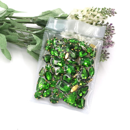 Ready Stock Sew On Crystal Rhinestones 50pcs Mix Shapes Gold Claw Set for DIY Clothing Accessories Decoration