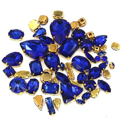 Ready Stock Sew On Crystal Rhinestones 50pcs Mix Shapes Gold Claw Set for DIY Clothing Accessories Decoration