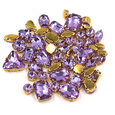 Ready Stock Sew On Crystal Rhinestones 50pcs Mix Shapes Gold Claw Set for DIY Clothing Accessories Decoration