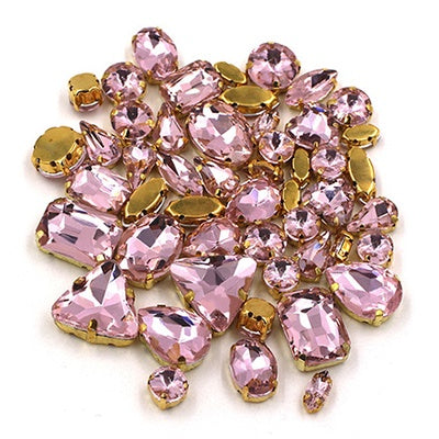 Ready Stock Sew On Crystal Rhinestones 50pcs Mix Shapes Gold Claw Set for DIY Clothing Accessories Decoration