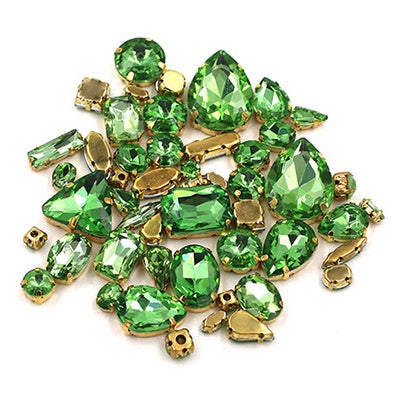 Ready Stock Sew On Crystal Rhinestones 50pcs Mix Shapes Gold Claw Set for DIY Clothing Accessories Decoration